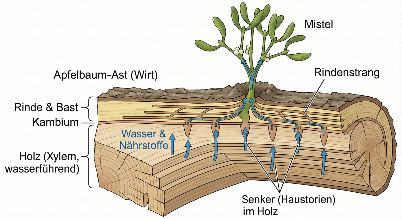 Grafik zur Wasseraufnahme der Mistel